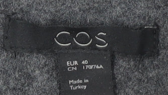 COS Women's Grey Wool Blend Jumpsuit, Size 12