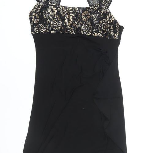 R&M Richards Women's Black Floral Lace Sheath Dress Sz 16