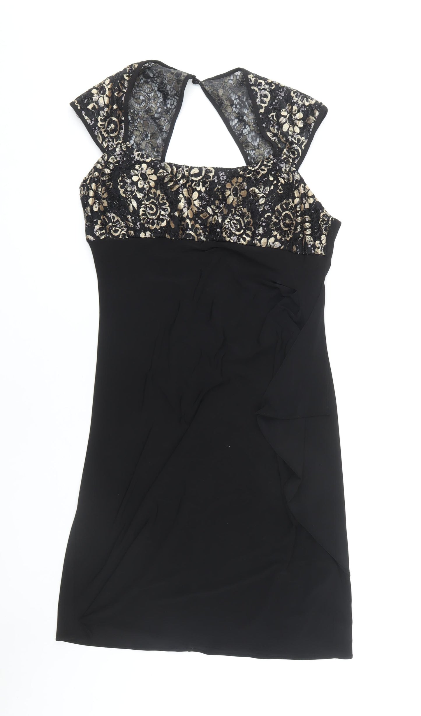 R&M Richards Women's Black Floral Lace Sheath Dress Sz 16