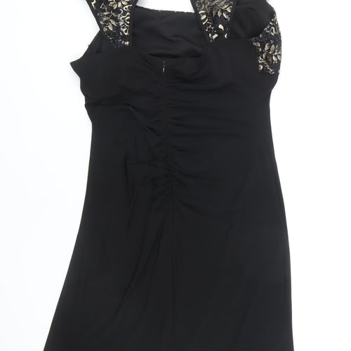 R&M Richards Women's Black Floral Lace Sheath Dress Sz 16