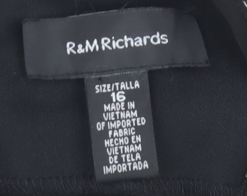 R&M Richards Women's Black Floral Lace Sheath Dress Sz 16