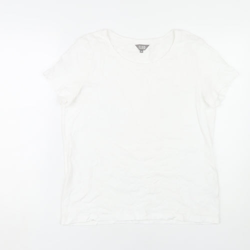 Fluid Women's White Cotton T-Shirt, Size 14