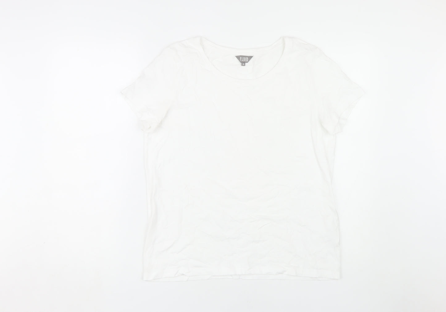 Fluid Women's White Cotton T-Shirt, Size 14