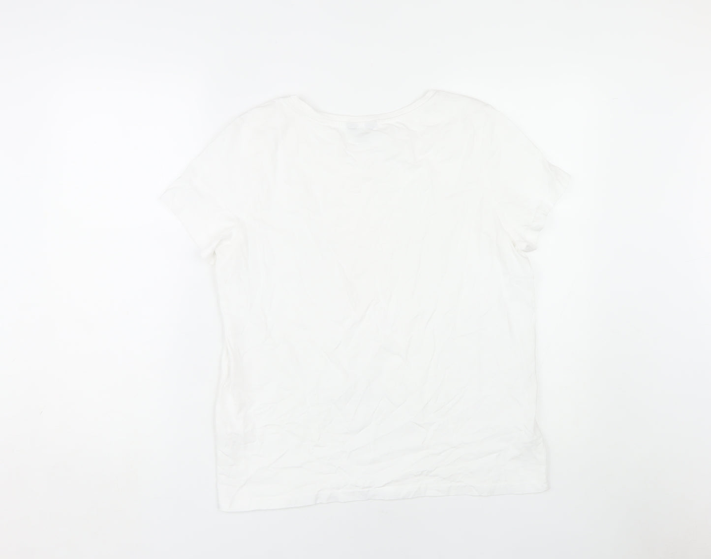 Fluid Women's White Cotton T-Shirt, Size 14