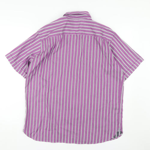 Marks and Spencer Men's Large Purple Striped Button-Up Shirt