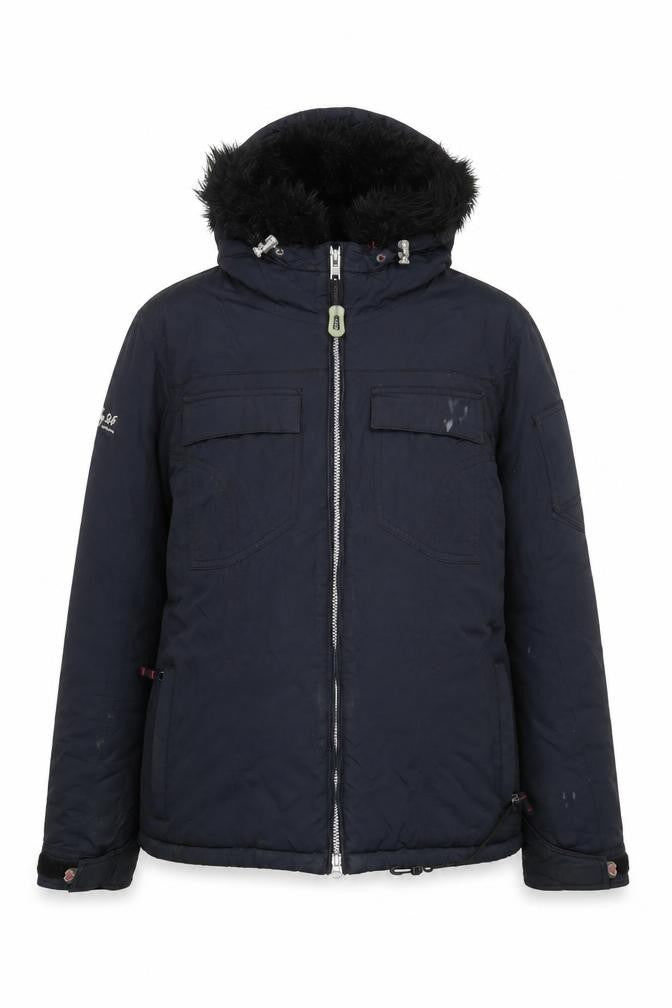 Front view of TOG24 Women's Black Hooded Puffer Jacket, size 14