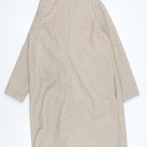 Zara Women's Beige Long Coat, Size L, Polyester