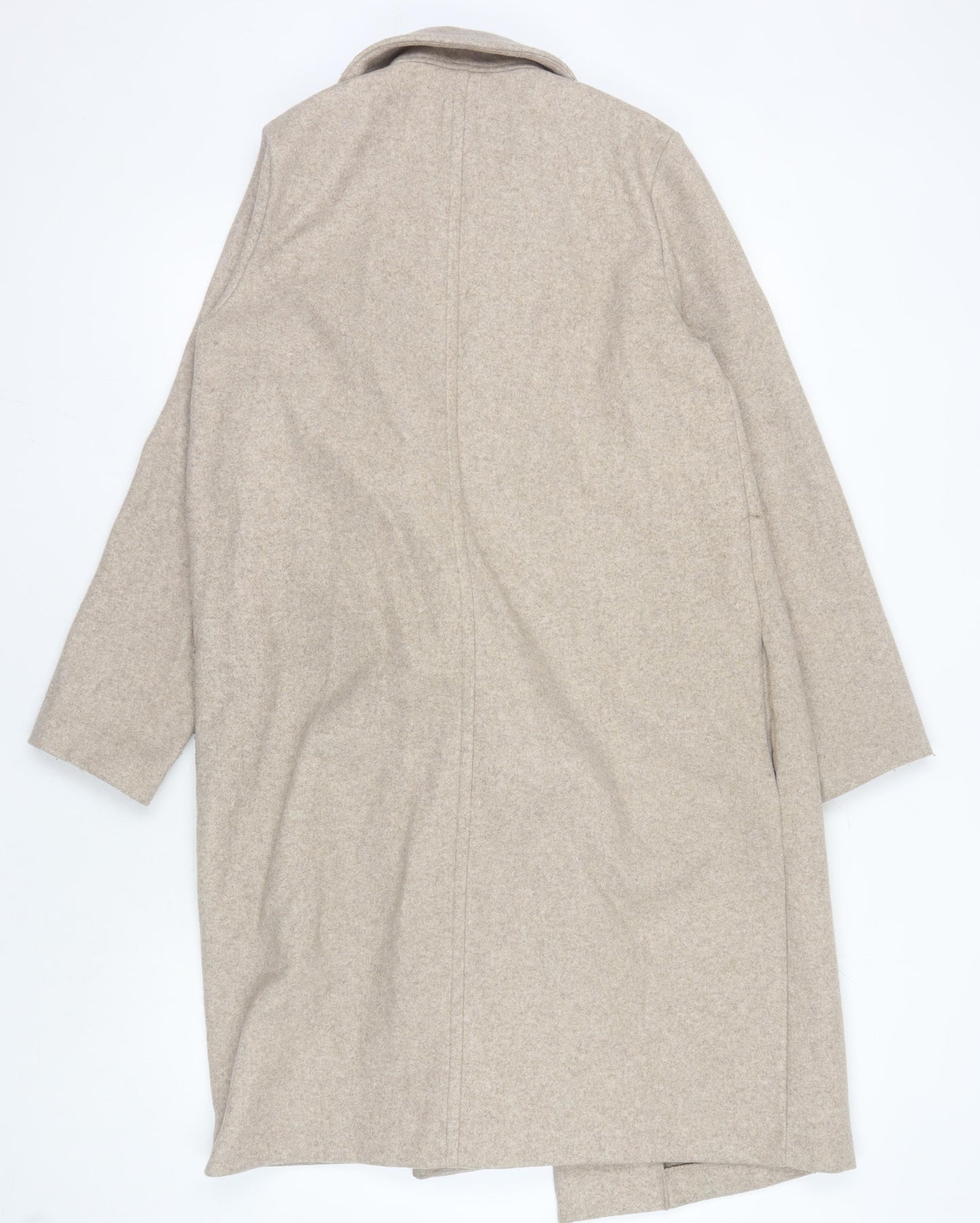 Zara Women's Beige Long Coat, Size L, Polyester