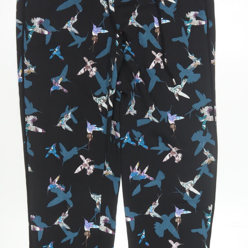 Oasis Women's Black Animal Print Trousers Size 12