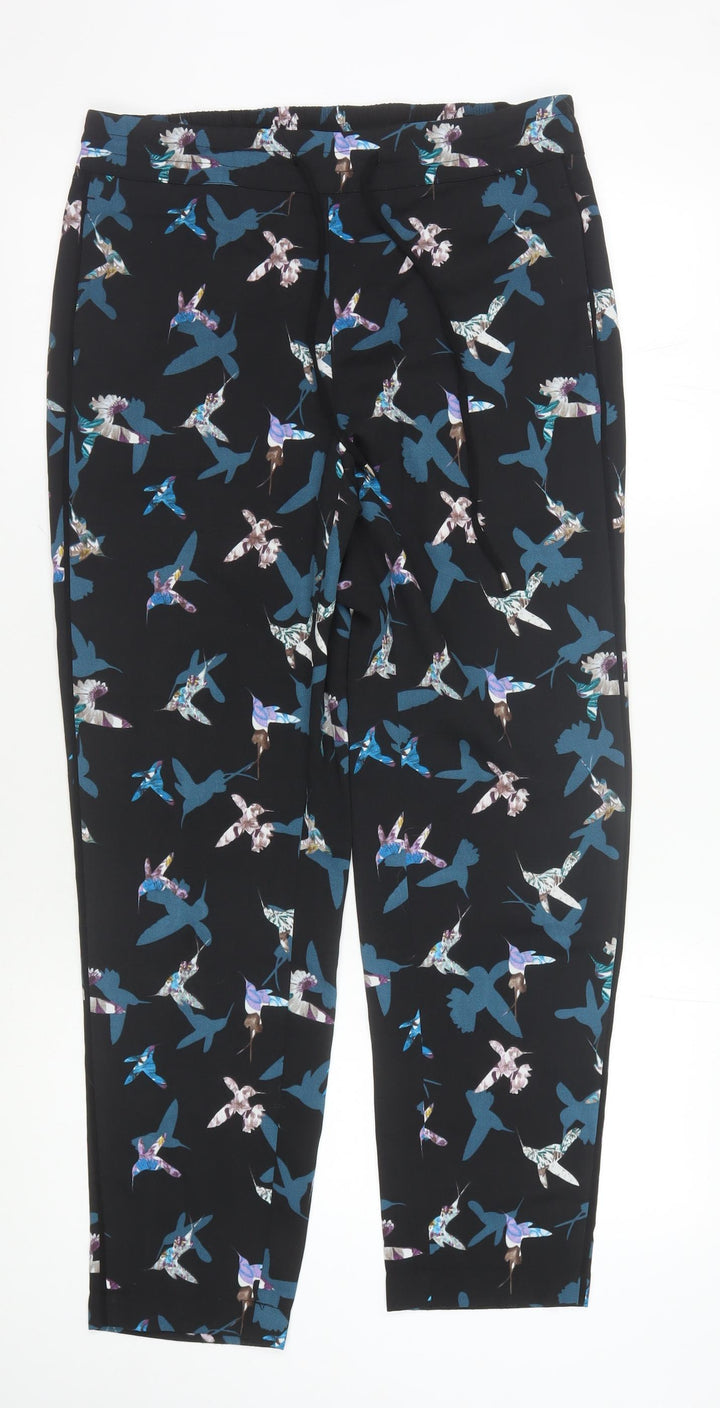 Oasis Women's Black Animal Print Trousers Size 12