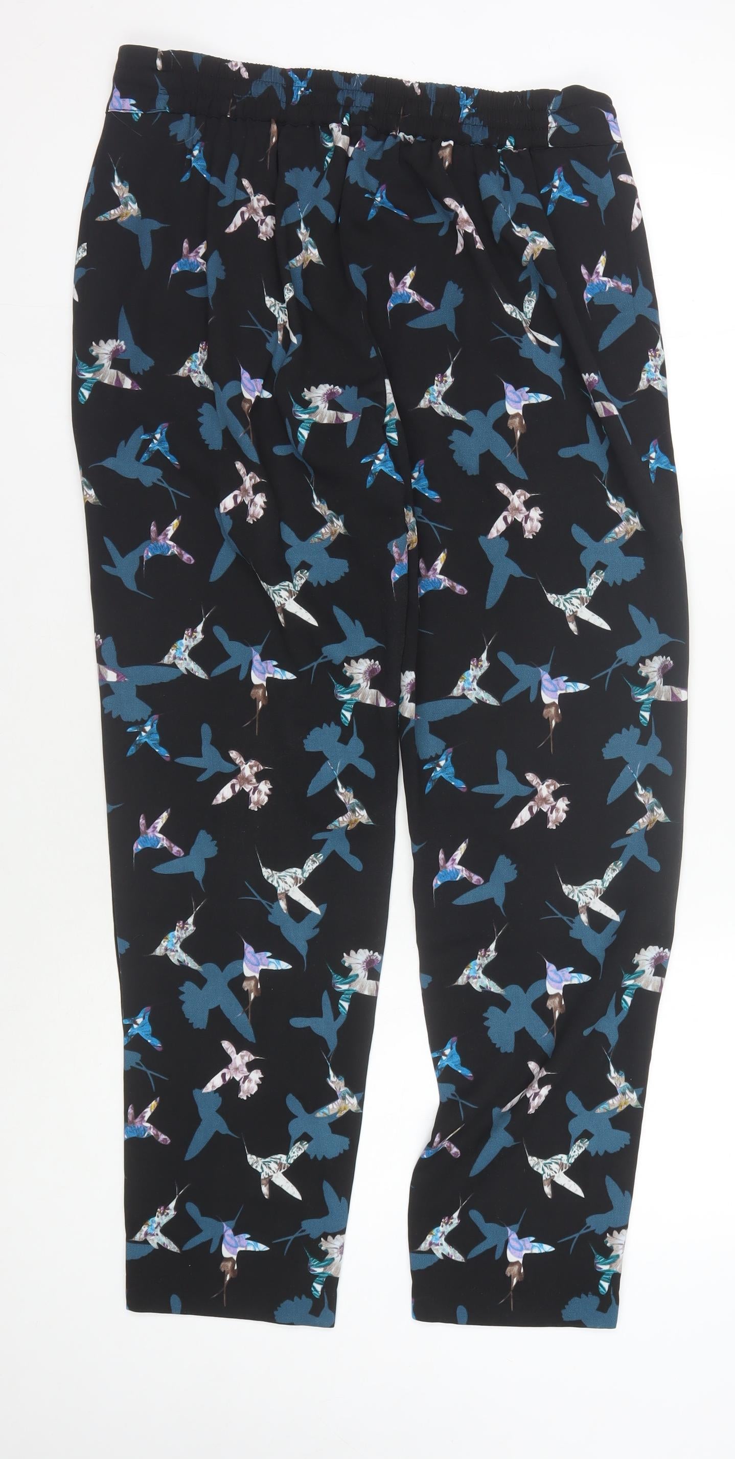 Oasis Women's Black Animal Print Trousers Size 12