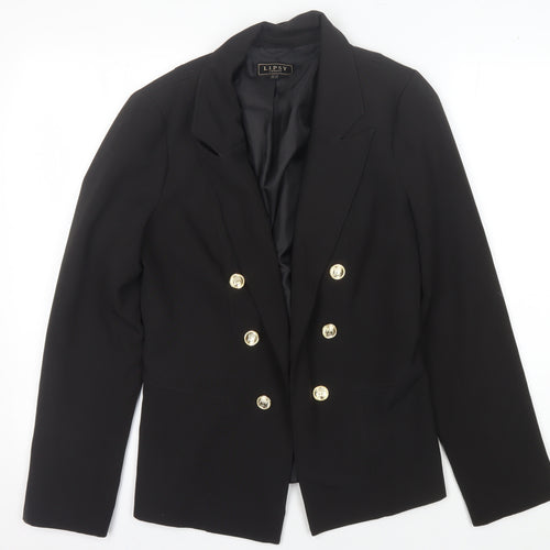 Lipsy Black Women's Blazer Size 14 Double-Breasted