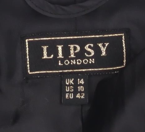 Lipsy Black Women's Blazer Size 14 Double-Breasted