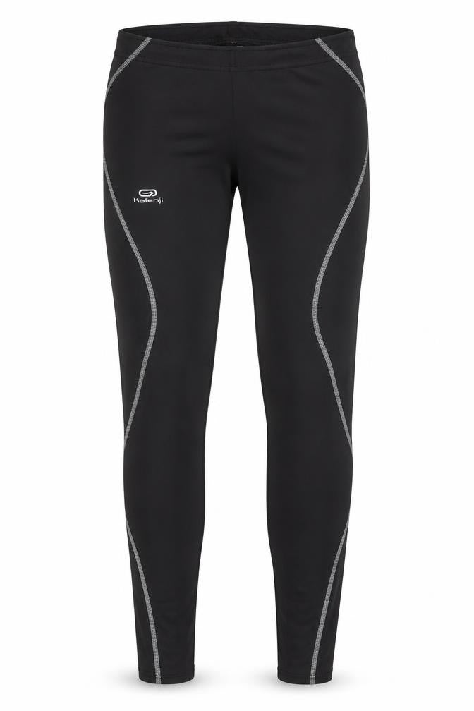 Front view of Decathlon Men's Black Compression Leggings S