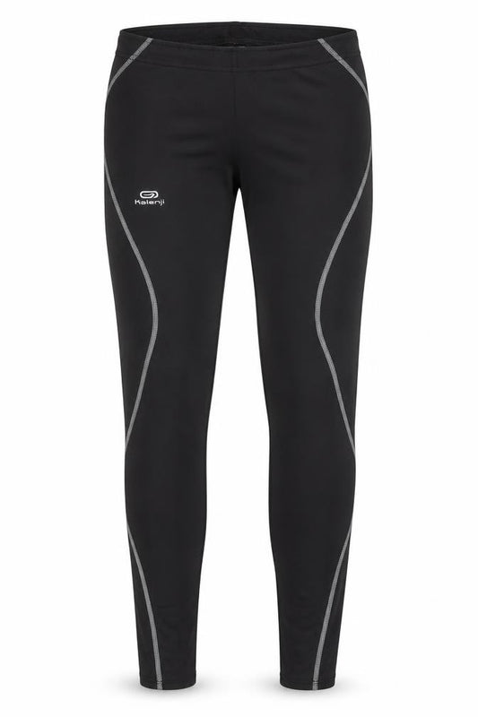 Front view of Decathlon Men's Black Compression Leggings S