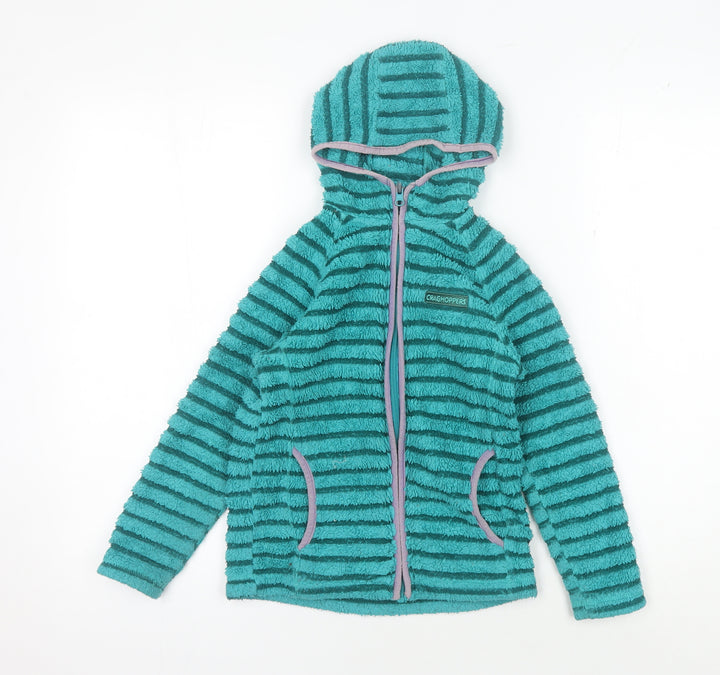Craghoppers Girls Green Striped Fleece Jacket 7-8 Years