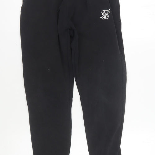 SikSilk Men's Black Jogger Trousers S, Elastic Waist