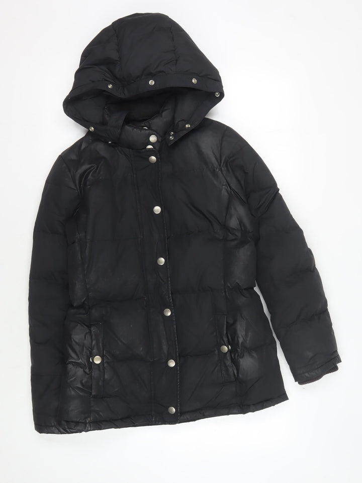 GAP Men's Black Hooded Puffer Jacket, Size S, Casual Winter Wear