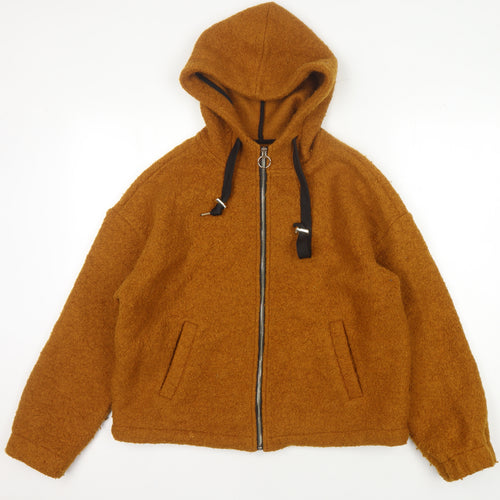 Forever 21 Men's Brown Hooded Jacket Size M Autumn