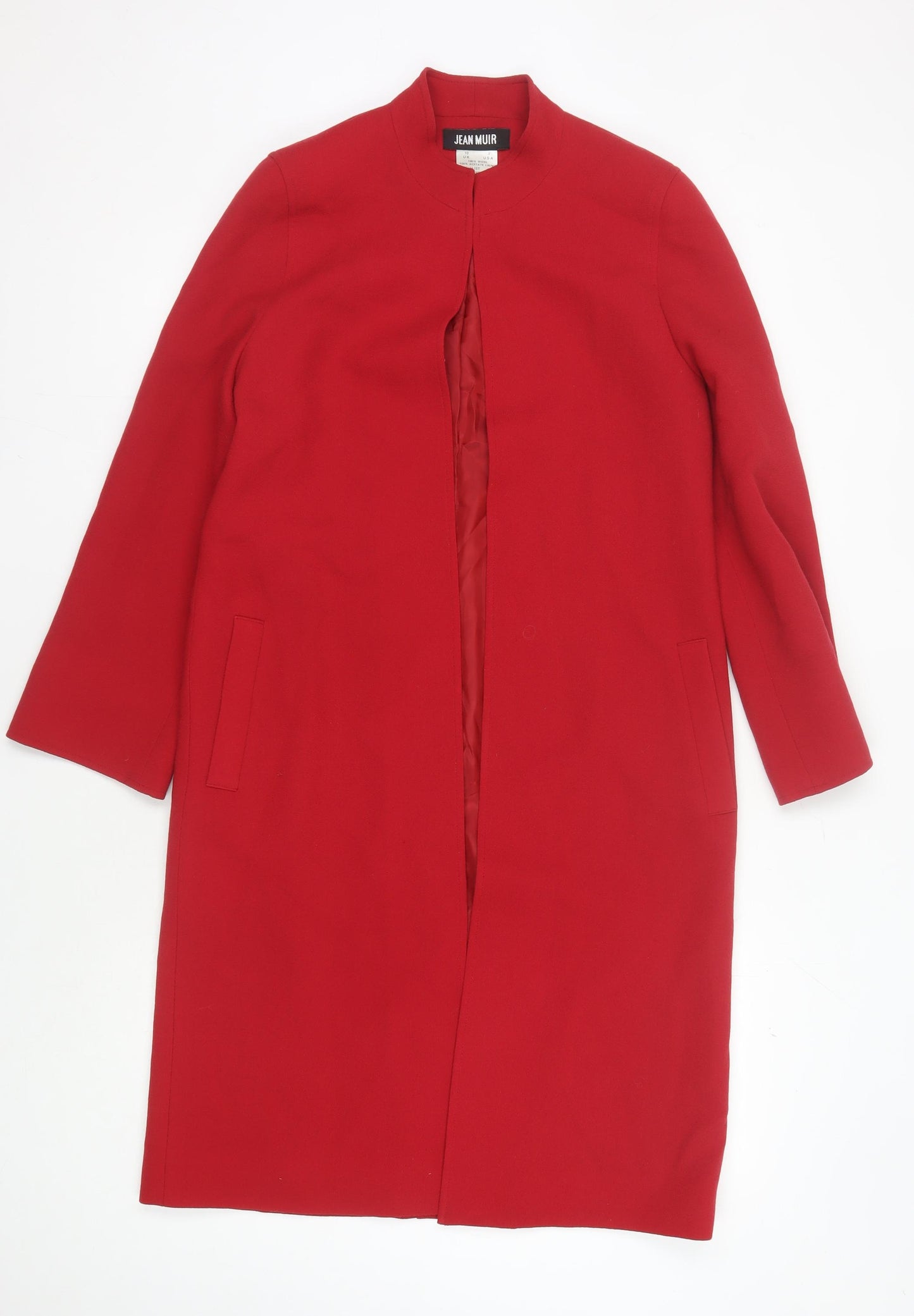 Jean Muir Women's Red Long Wool Coat Size 10