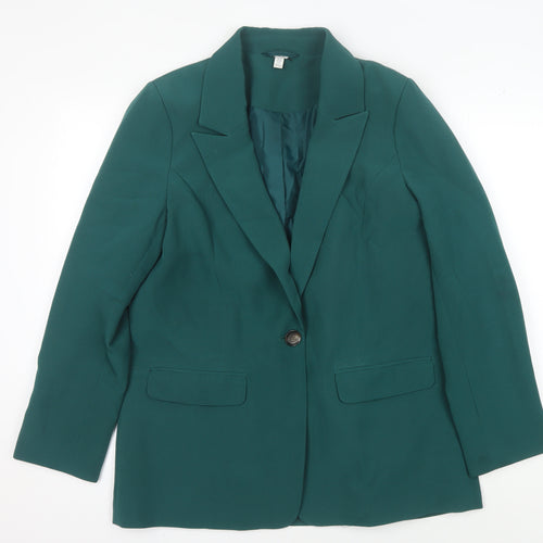 M&Co Women's Green Blazer Size 14 Notch Lapel
