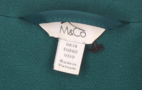M&Co Women's Green Blazer Size 14 Notch Lapel