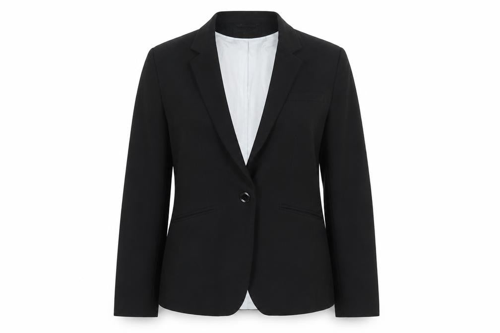 Front view of H&M Women's Black Blazer, size 8, Regular Fit