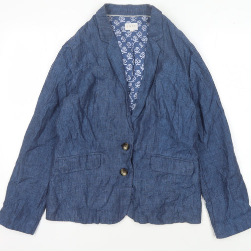 East Women's Blue Blazer - Size 12, Cotton, Casual