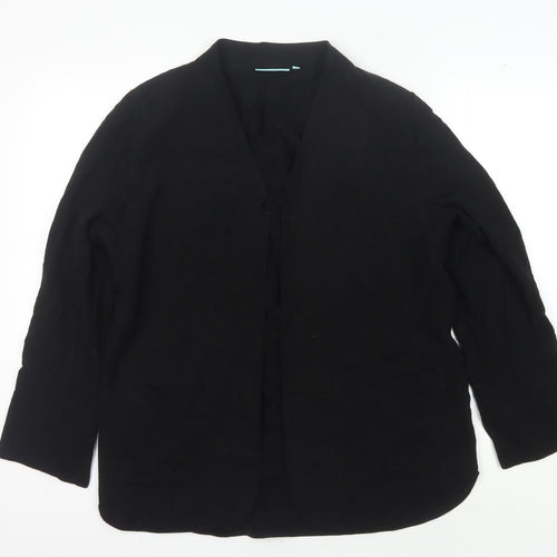 Blue Illusion Black Linen Blend Blazer for Women M