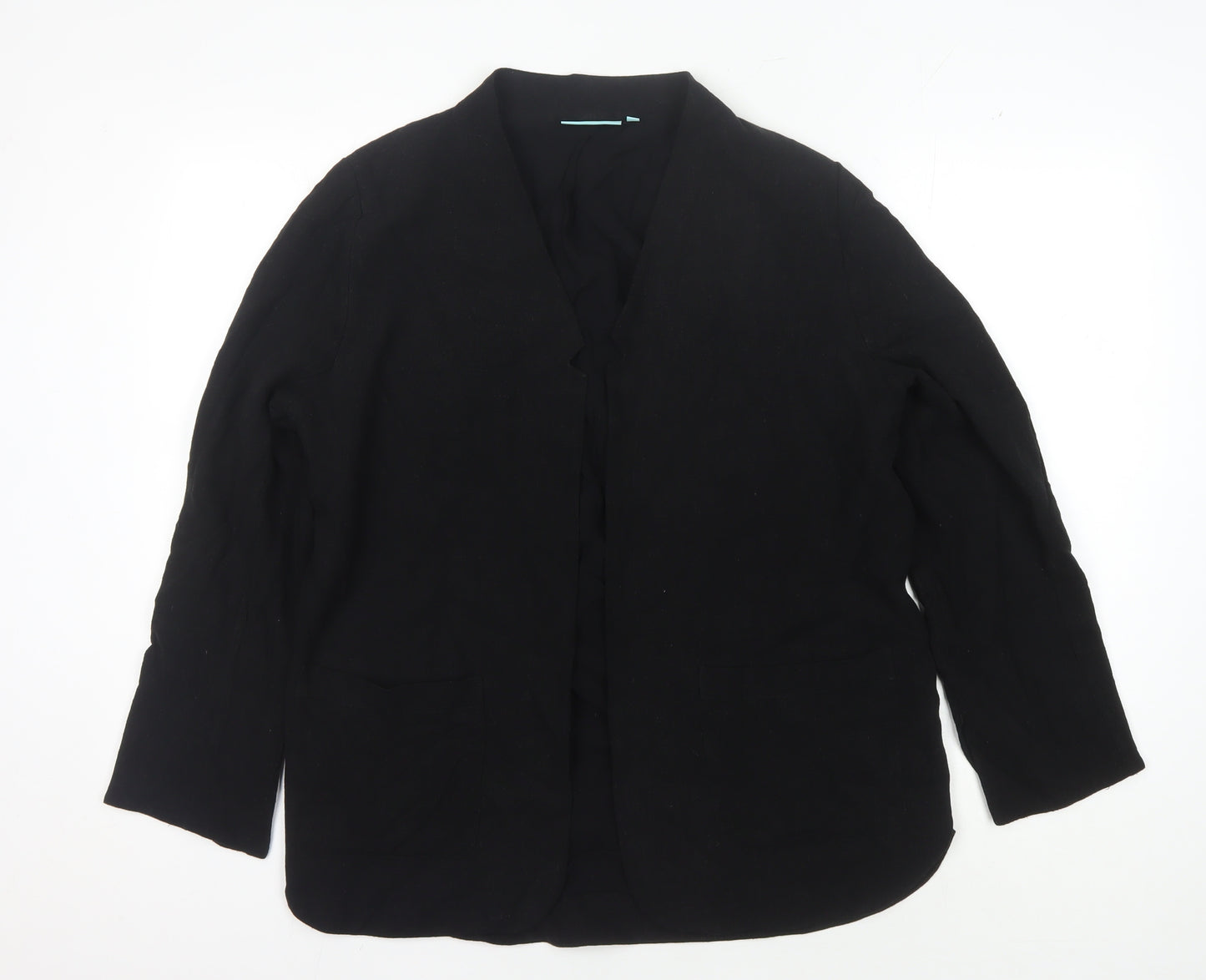 Blue Illusion Black Linen Blend Blazer for Women M