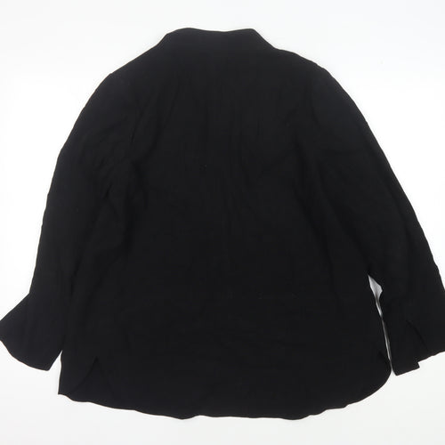 Blue Illusion Black Linen Blend Blazer for Women M