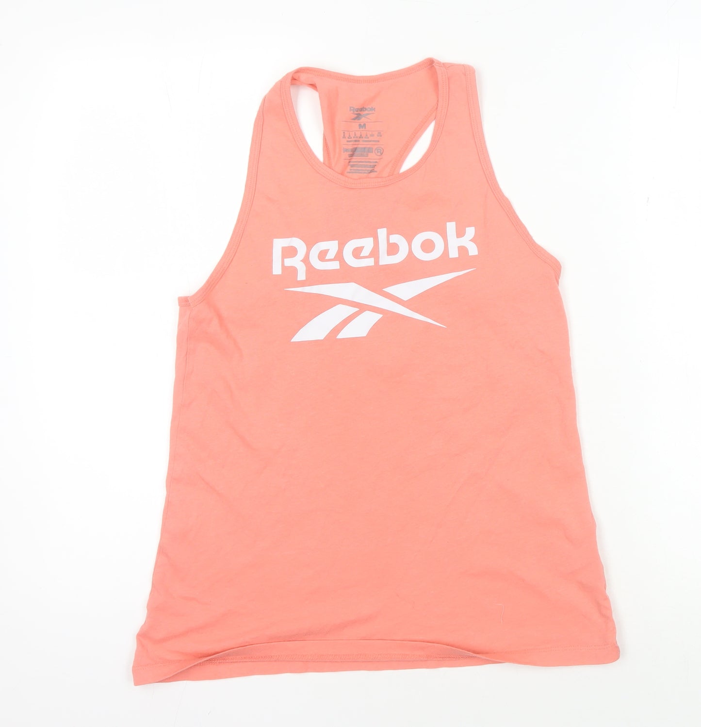 Reebok Women’s Pink Gym Tank Top - M, Logo, Racerback