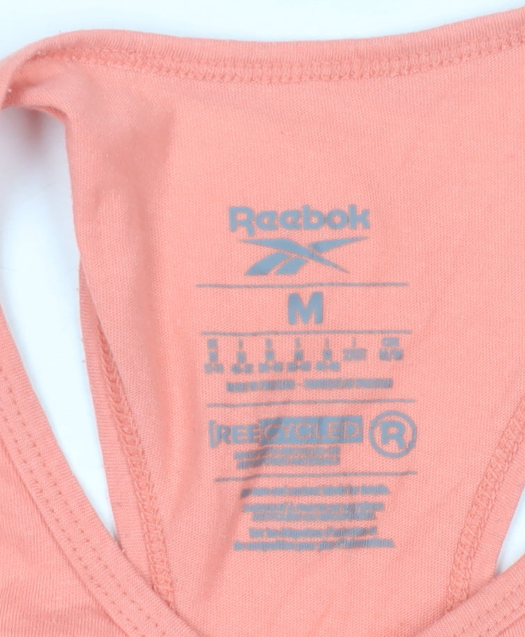 Reebok Women’s Pink Gym Tank Top - M, Logo, Racerback
