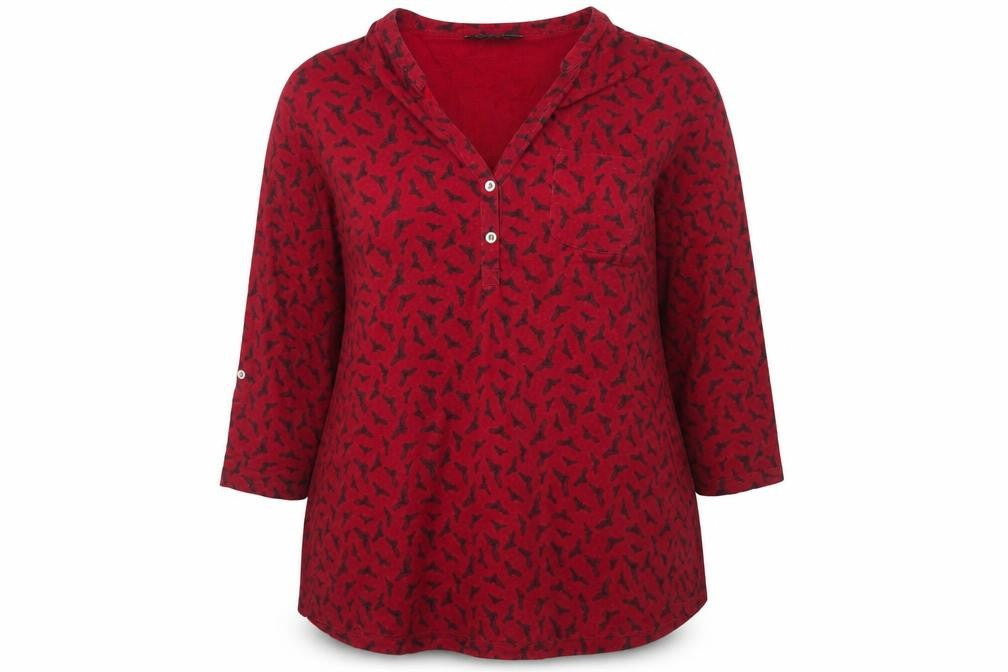 Front view of Originals Red Women's Button-Up Top, size 20