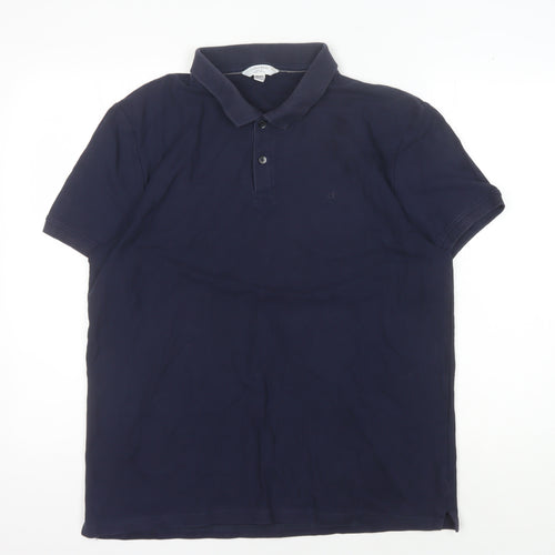 Calvin Klein Men's Blue Cotton Polo Slim Fit