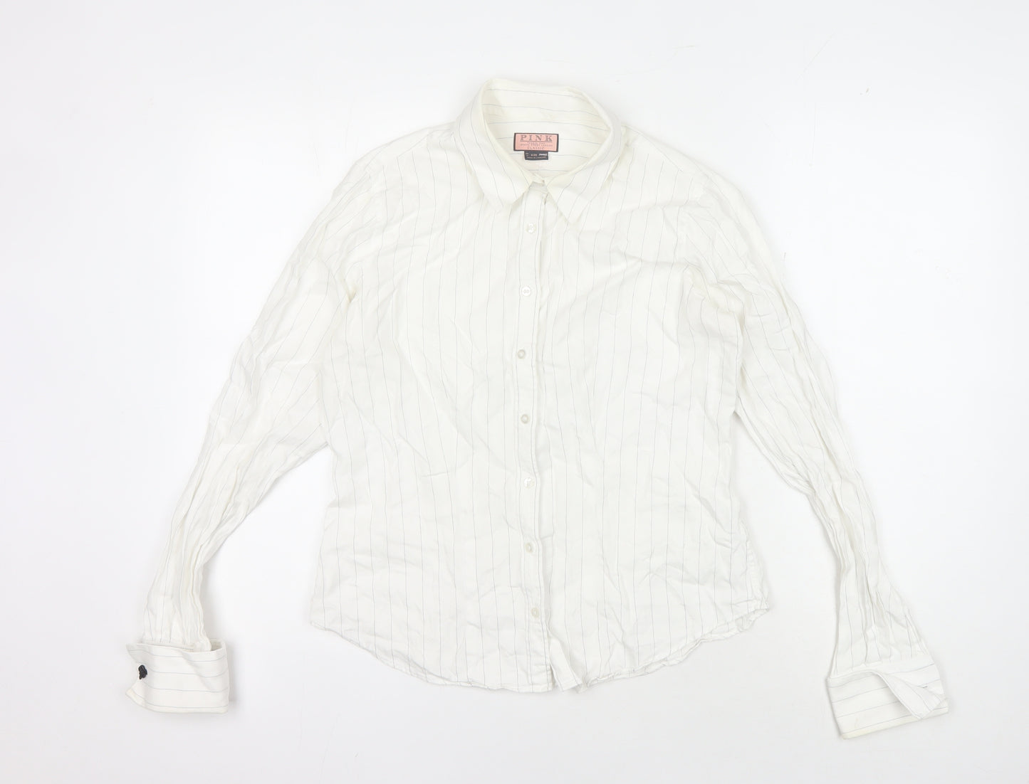 Thomas Pink Women's White Striped Classic Shirt Size 14
