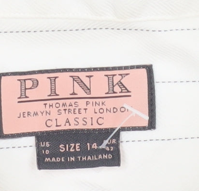 Thomas Pink Women's White Striped Classic Shirt Size 14