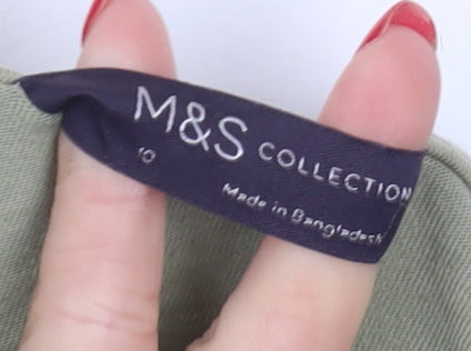 Marks and Spencer Women's Green V-Neck T-Shirt Size 10