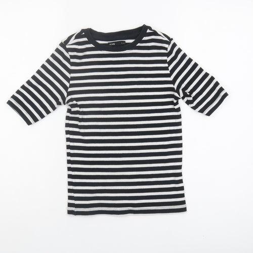 Stussy Unisex Stripe Black T-Shirt, Size S, Crew Neck