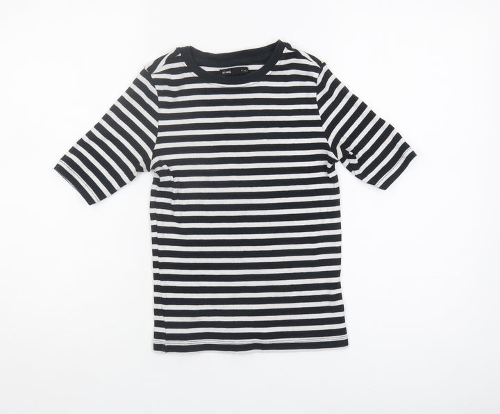 Stussy Unisex Stripe Black T-Shirt, Size S, Crew Neck