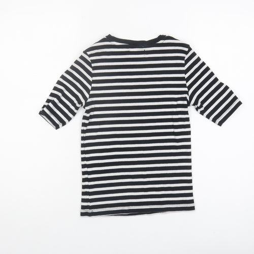 Stussy Unisex Stripe Black T-Shirt, Size S, Crew Neck