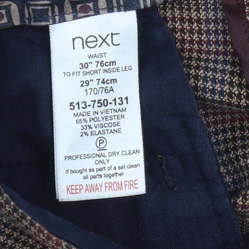 Next Men's Multicoloured Check Trousers Size 30