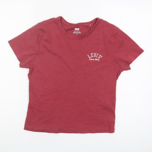 Levi's Women's Red Medium Cotton Crew Neck T-Shirt