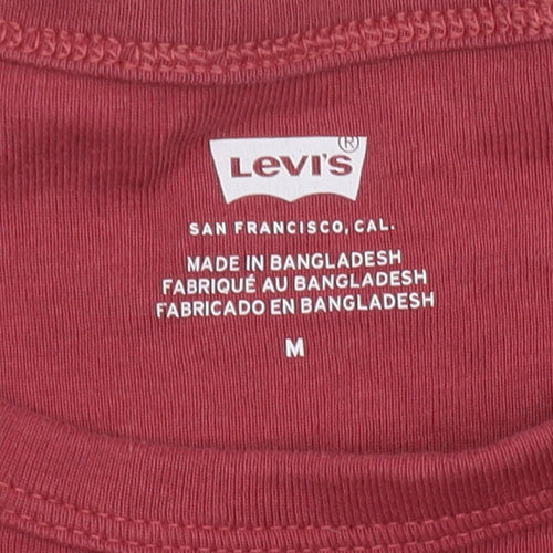 Levi's Women's Red Medium Cotton Crew Neck T-Shirt