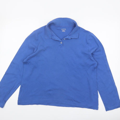 Lands' End Women's Blue Polo Shirt Size L
