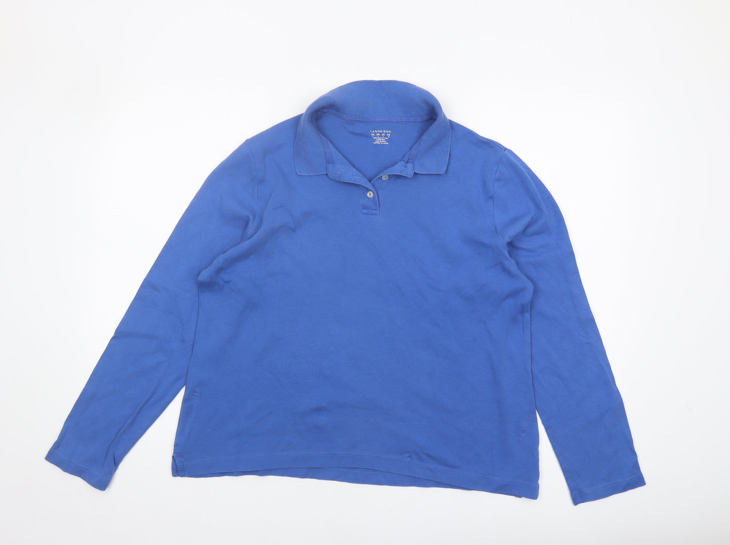 Lands' End Women's Blue Polo Shirt Size L