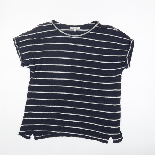 Monsoon Women's Blue Striped Linen T-Shirt M