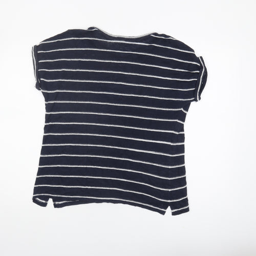 Monsoon Women's Blue Striped Linen T-Shirt M