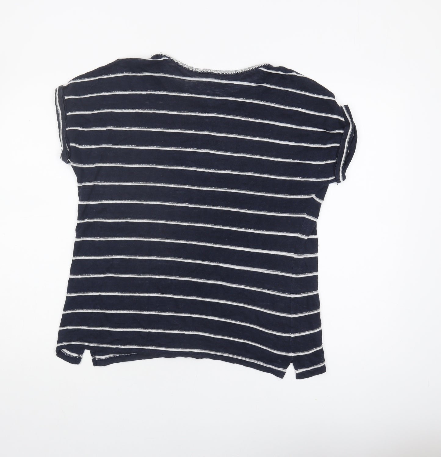 Monsoon Women's Blue Striped Linen T-Shirt M