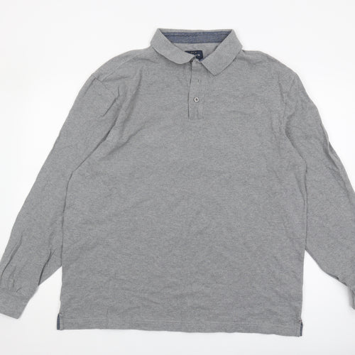 Howick Men's Grey Long Sleeve Polo - XL Cotton Casual
